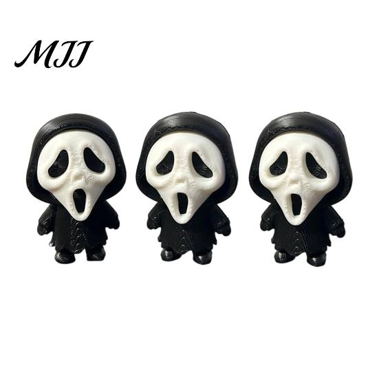 Versatile Small Ornament 3D Printed Scream Ghost Face Ornament, Mini Desktop Statue for Halloween Cartoon Desk Figurine Decoration, Funny Skeleton