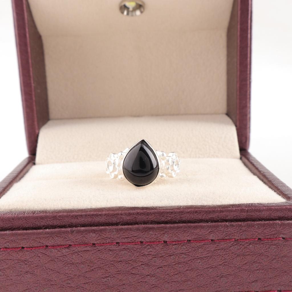 Black Tourmaline Gemstone 925 Sterling Silver Handcrafted Jewelry Designer Ring RR-59-24
