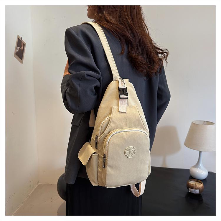 Korean Style Women's Multifunctional Nylon Chest Bag & Waterproof Travel Backpack