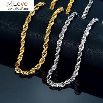 Twist Hip Hop Stainless Steel Long Chain Necklace Men Jewelry Wholesale ,Brand Hippie Gold Color Male Necklace Chain Jewelry Gift
