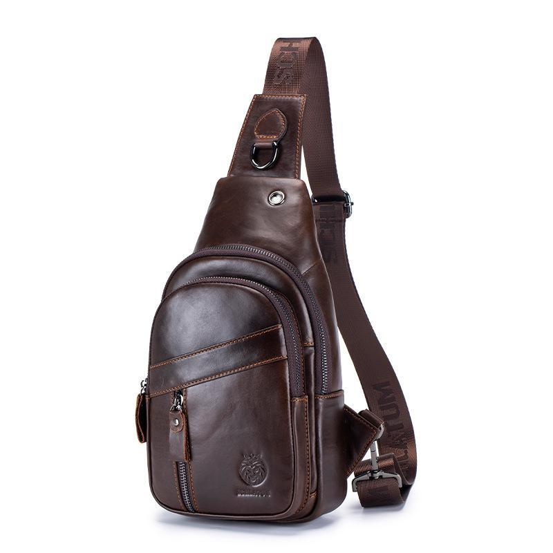

Сумка кроссбоди из натуральной кожи для мужчин, в ретро и высококлассном стиле. Мужская нагрудная сумка кросс-боди из коровьей кожи кофейный