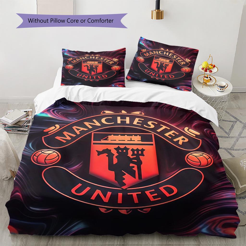 Set Lenzuola Trapunta Manchester United Copripiumino Federa Decorazione Casa Regalo di Compleanno (1 * copripiumino + 2 * federa, senza nucleo)