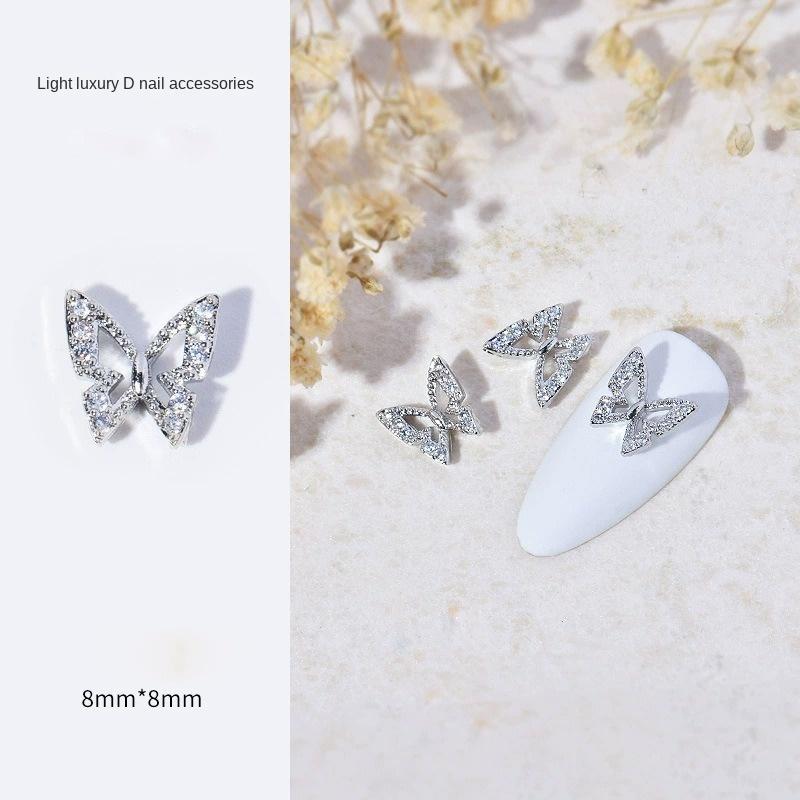 Butterfly Manicure Jewelry Japanese Zircon Nail Decoration Net Red Popular Fingertip Butterfly Metal New Decoration 1PS