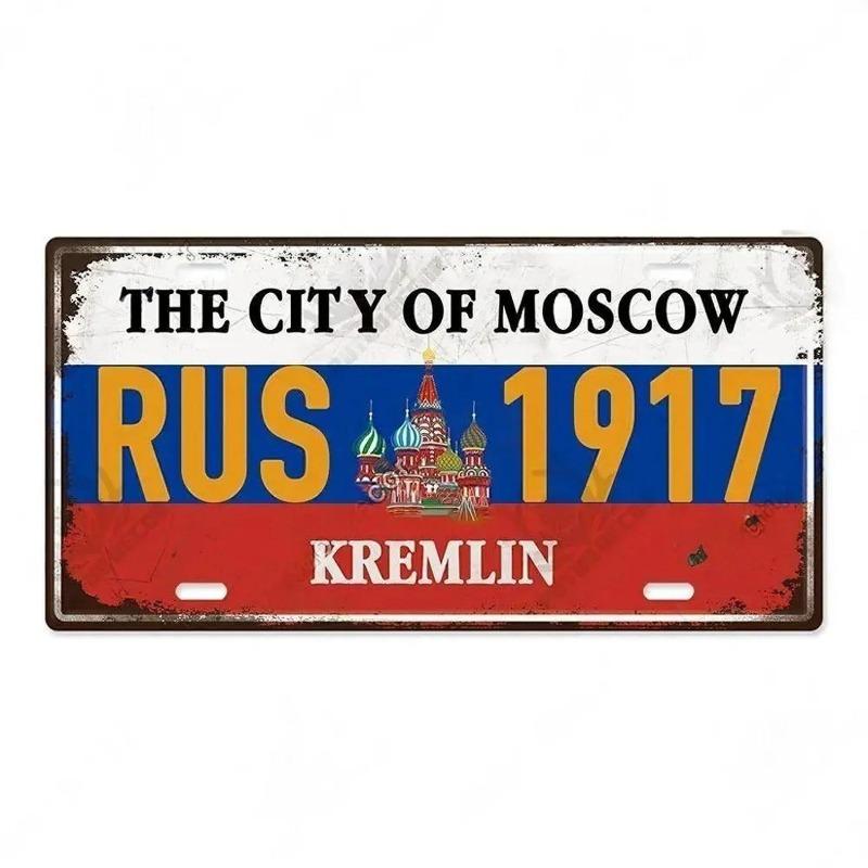 Retro Car 2D Metal Sign, Aluminum Wall Decor 15x30cm