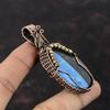 Owyhee Blue Opal Pendant Copper Wire Wrapped Pendant Handmade Unique Jewelry Original Gemstone Pendant Gift For Her Copper Wire Wrap Jewelry