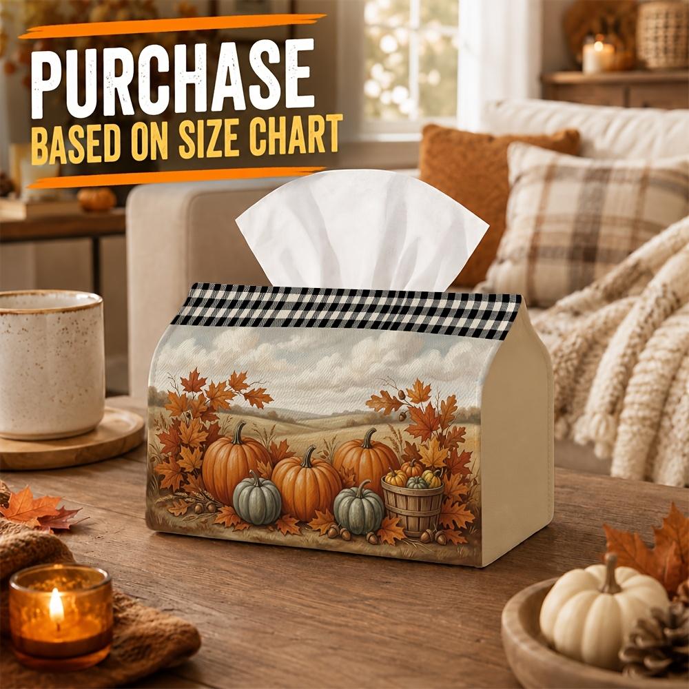 1pc Rural Countryside Landscape Tissue Box Cover, Field Pumpkin Harvest Crop High Quality, Durable, Lightweight, Foldable Storage, Ideal for Living Ro