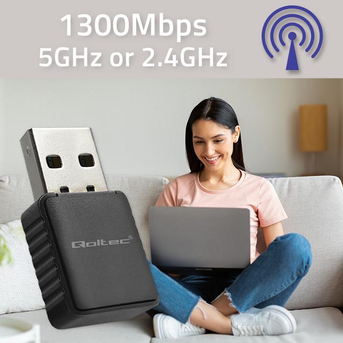 Qoltec External network card | Ultra fast mini NANO Wi-Fi adapter | Standard N | USB 2.0 | 300Mb/ | 2.4GHz