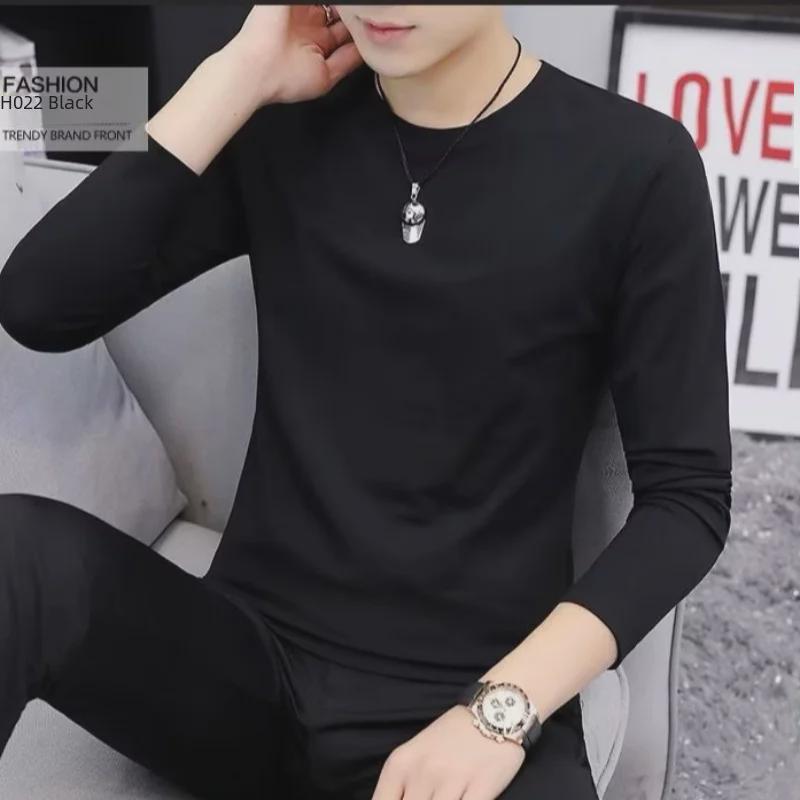 Men's Casual Solid Color Long Sleeve T-Shirt - Autumn and Spring Fashion