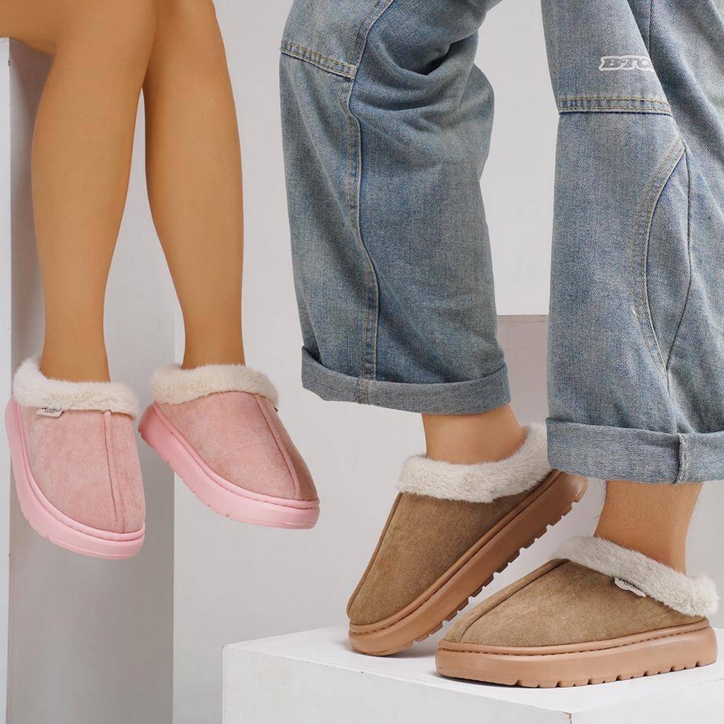 Hairy Slippers for Home Use, Anti Slip and Warm Cotton Slippers, Winter Women's Thick and Plush Cotton Slippers