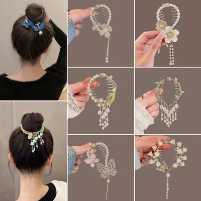 Elegante Quasten Haarspange Strass Perle Blume Quasten Haarclip Frauen Mädchen Pferdeschwanzhalter Haarnadeln Fransen Haarschmuck