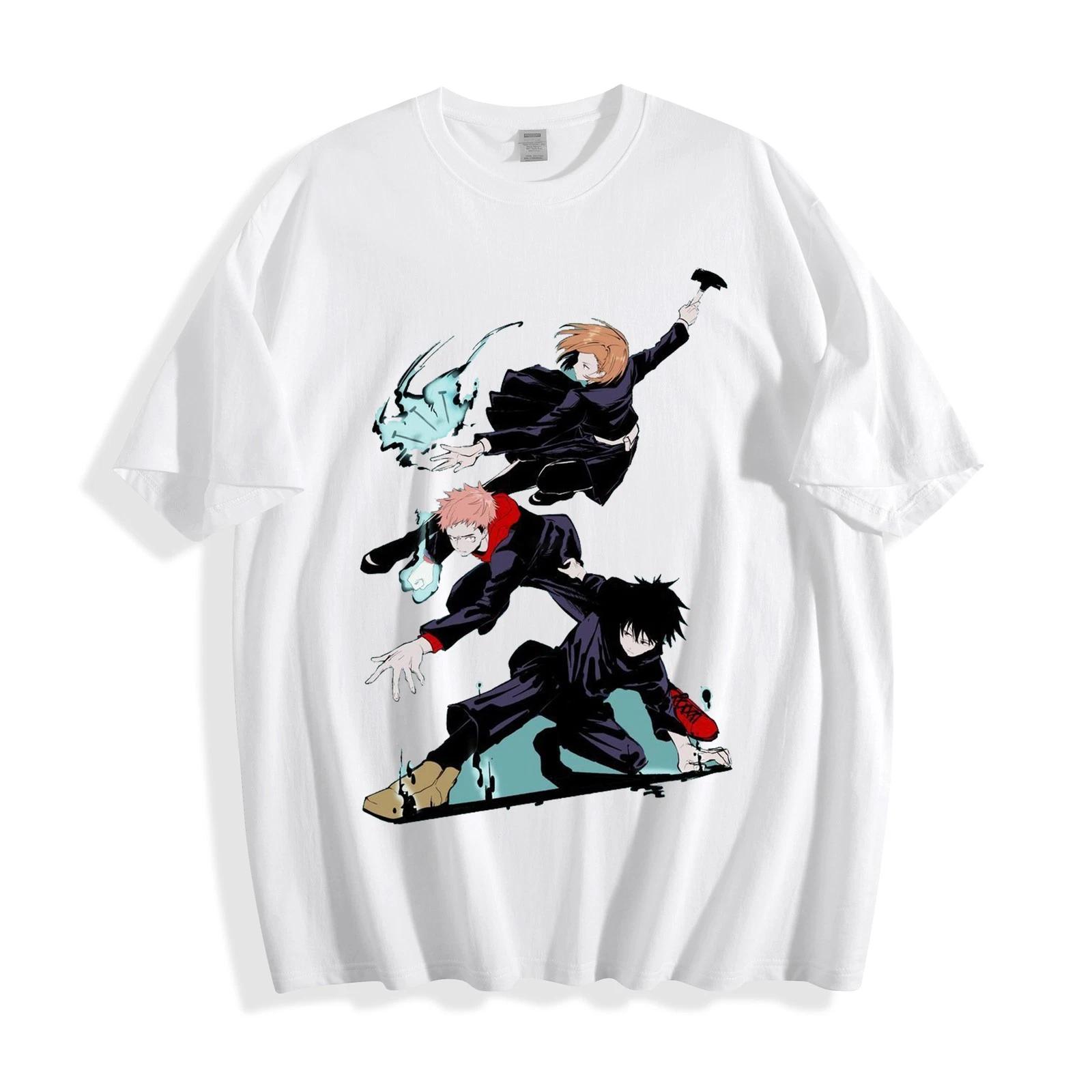 Jujutsu Kaisen Action Trio Attack T-Shirt - Sorcerer Battle Design Unisex Tee S