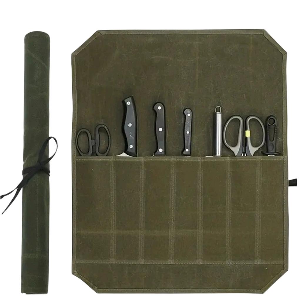 Wet Wax Canvas Knife Storage Bag Chef Knife Holder Kitchen Knife Storage Box Chef Knife Protective Cover Portable Knife Bag