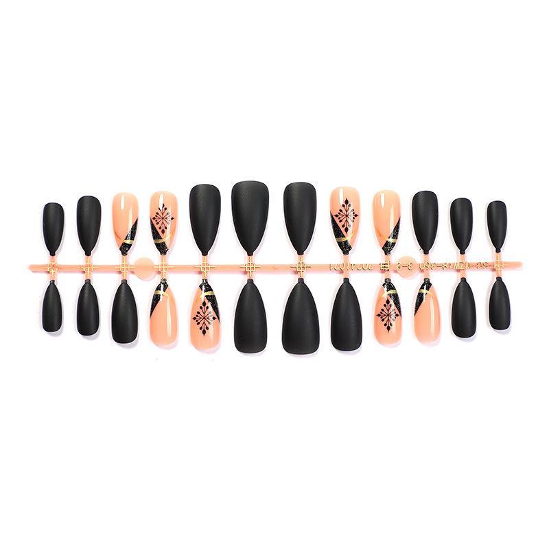 

Праздничные матовые накладные ногти «Снежинки» из 24 штук - Съемный французский золотой акцент для осени и зимы