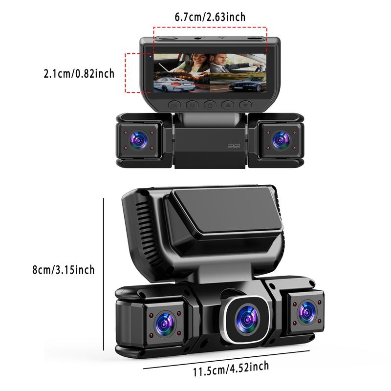 

1080P HD dashcam with 360° all-around coverage, featuring four built-in cameras front and rear. Equipped with infrared night vis 64G чорний