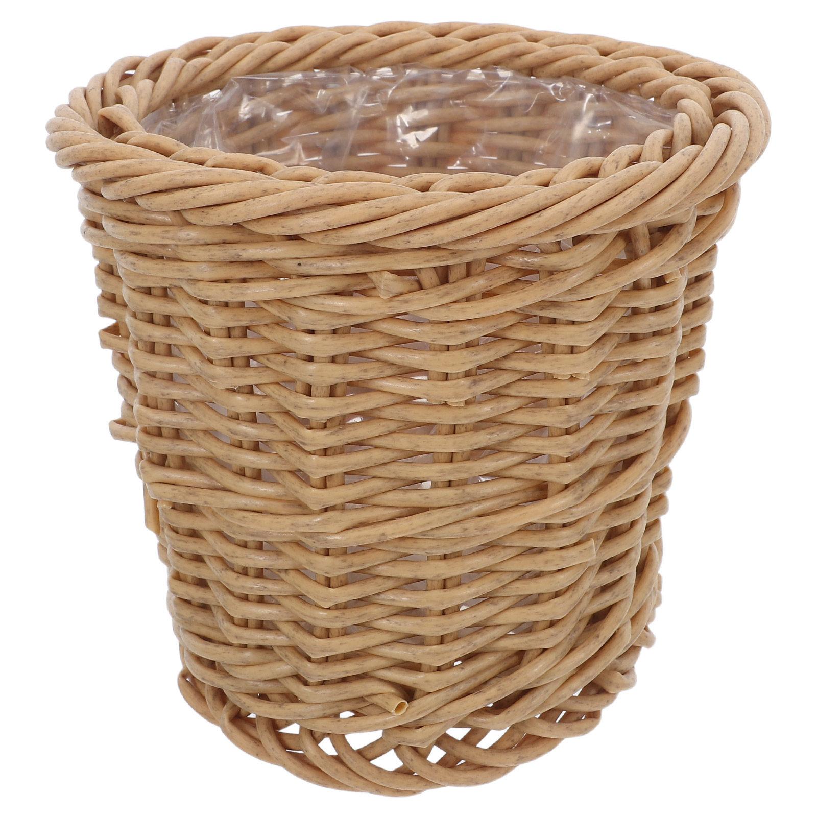 

Woven Planter Decorative Flower Basket Farmhouse Style Planter Pot with Plastic Lining for Indoor Plant Home Decor Balcony Shelf 16x15.5x13cm