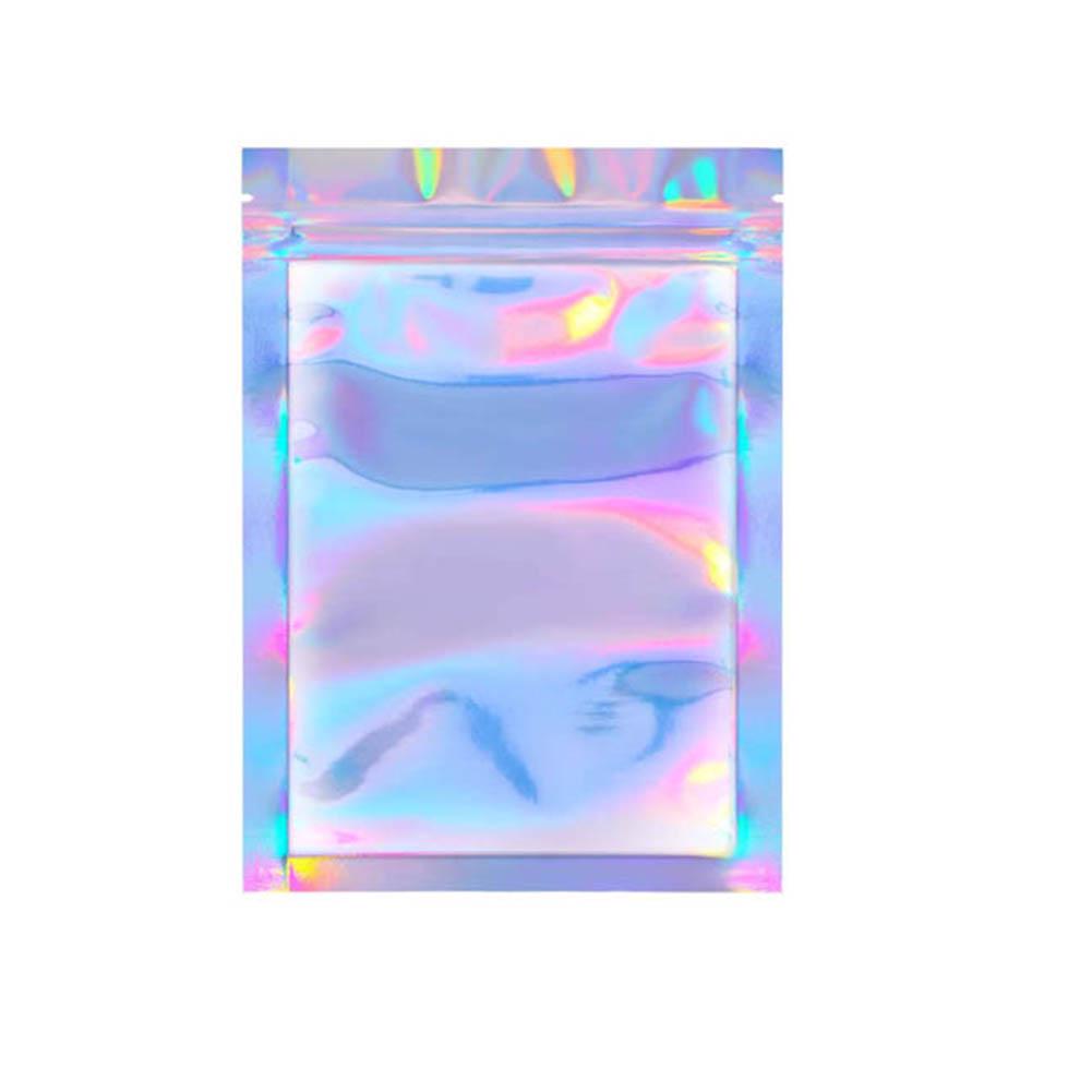 Amusedly 100Pcs/Set Clear Holographic Laser Seal Bags Eyelashes Package Storage Pouch