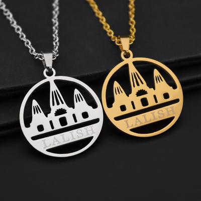 Fashion Fashion Popular Stainless Steel Castle Pendant Hollowed Necklace Couples Matching Party Gift Accessories