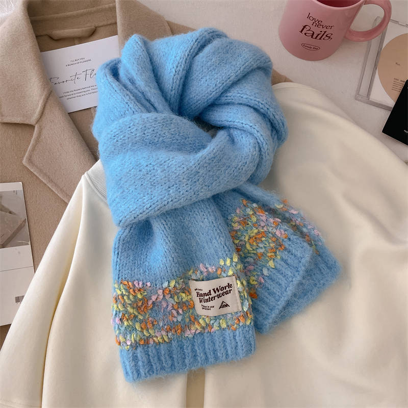 

New Rainbow Doudou Yarn Plush Scarf Women s Winter Warm Scarf 140*20cm