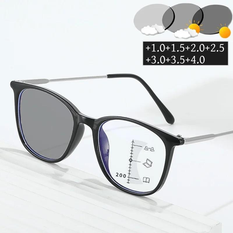 New Trendy Square Reading Glasses Unisex Women Men Progressive Multifocal Presbyopia Eyewear Finished Pochromic Sunglasses