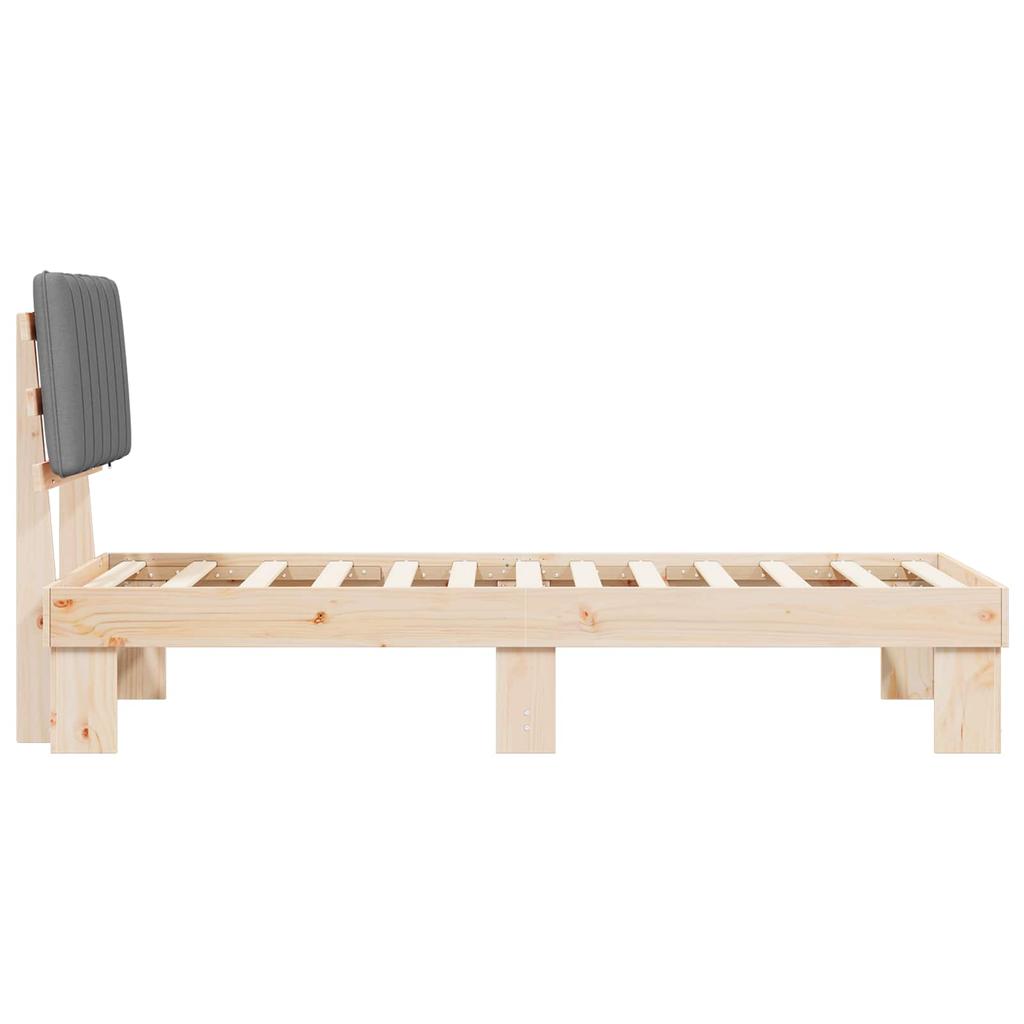 Bed Frame with Upholstered Headboard Light Grey 75 x 190 cm