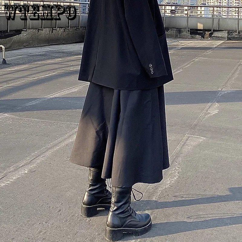 WTEMPO Harajuku Punk Stil Röcke Frauen Hohe Taille Schnalle Unregelmäßigen Gothic Rock Schwarz Hip Hop Streetwear Frei Einstellbar