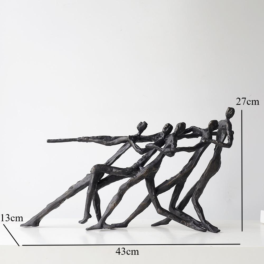 Creative Retro Metal Figure Sculpture Black Art Statue Character Ornaments Home Accessories Decoration Display Model Figurines G