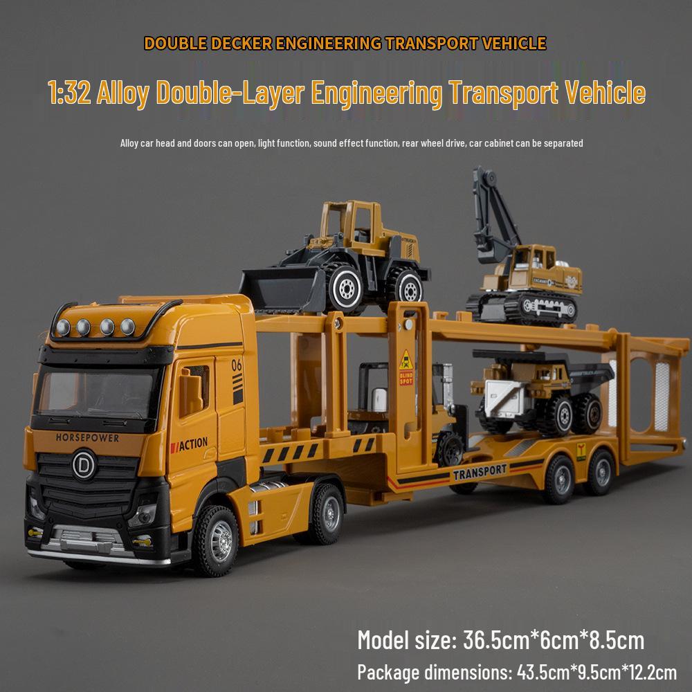 1:32 Alloy Tractor & Double-Decker Engineering Transport Model Toy