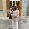 European and American knitted jacket women's niche design versatile solid color jacket casual loose single-breasted knitted cardigan