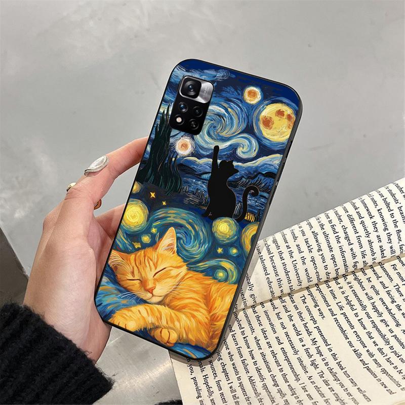 

Phone Case For Xiaomi Poco C71 15T 14T Pro Redmi note 15 14 14 13 Pro Redmi A5 15C 13C Starry Night van gogh cat Xiaomi 15T Pro