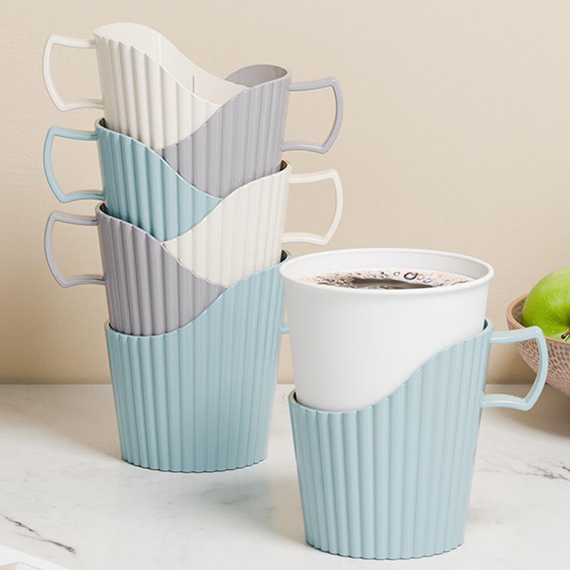 6pcs/Set Disposable Paper Cup Holder Espresso Coffee Antiscalding Multifunctional Multipurpose Office Household Sleeve Cup Cover
