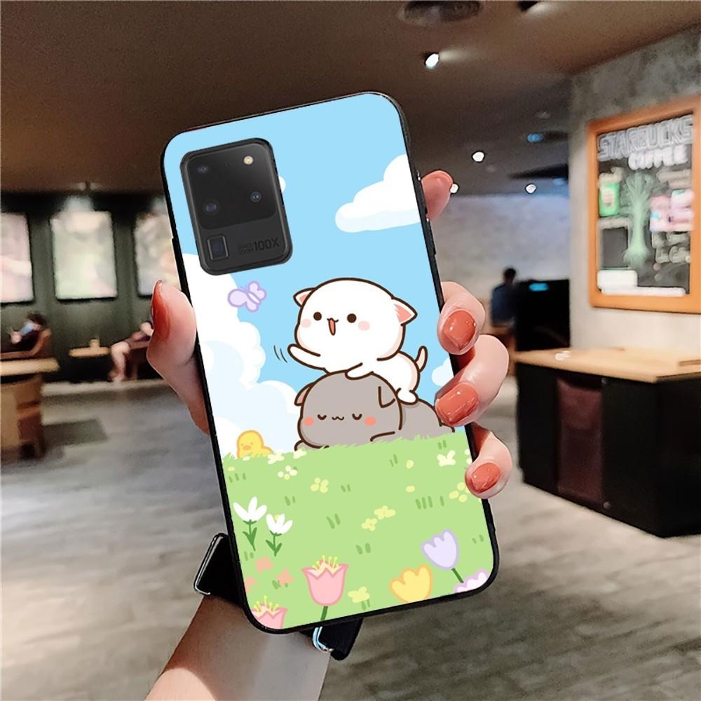 Cartoon Peach Mochi Cat Phone Case For Samsung S 20 21 22 23 Plus Ultra For Redmi Note 8 9 10 11 For Huawei Y 5 6 9