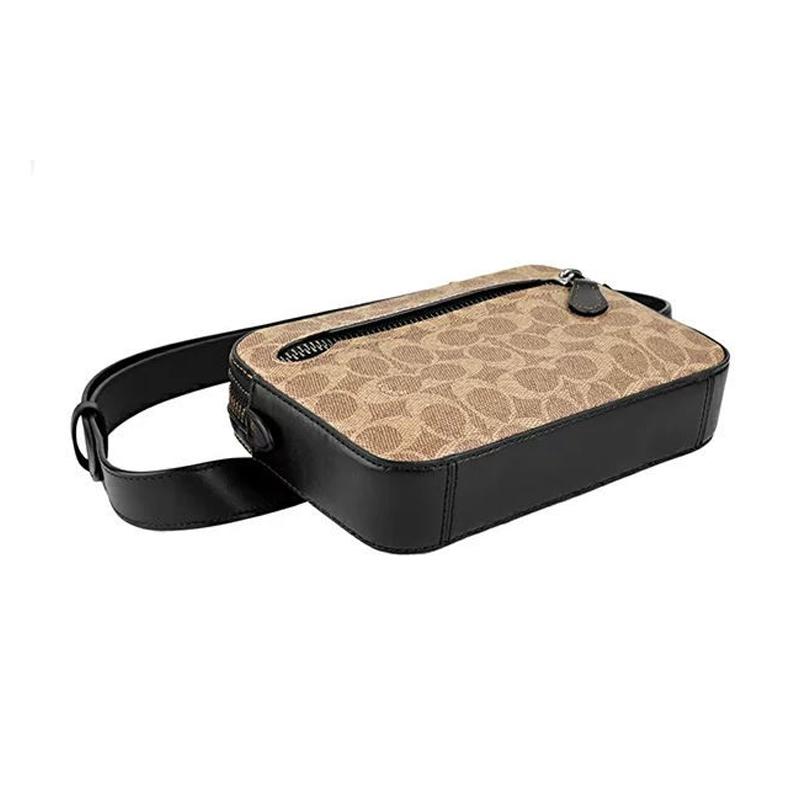 Coach Metropolitan 21 Classic Presbyopic Color Matching Pebbled Soft Leather Waist Bag Small Size Men's Khaki