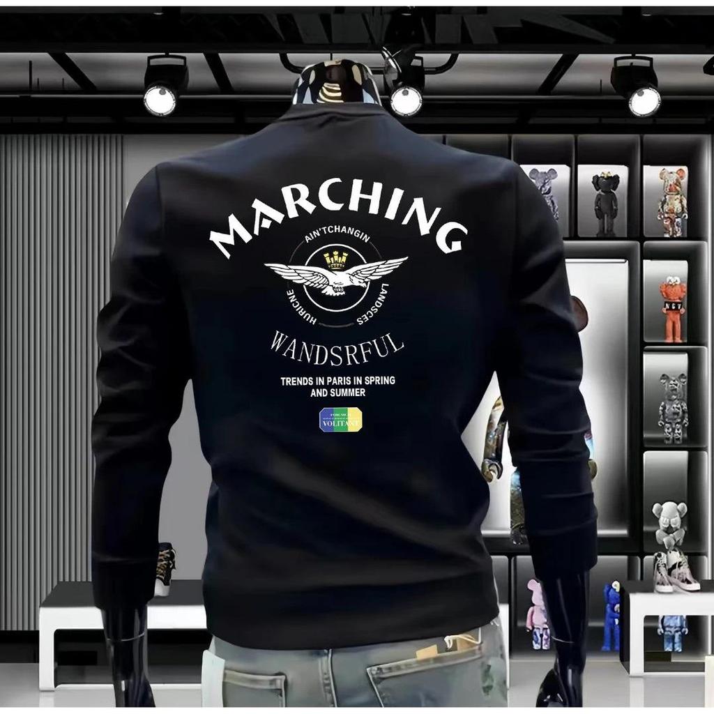 2025 Men's Autumn Fleece-Lined Hoodie – Trendy Round Neck, Long Sleeve Winter Top