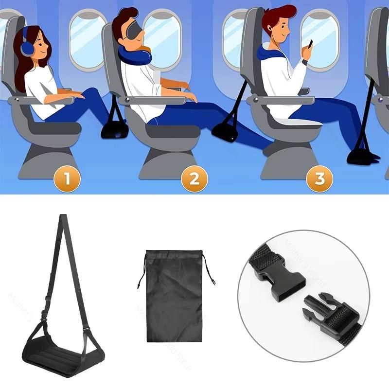 Portable Foot Rest Hammock for Travel – Airplane Foot Pad, Car Footrest, Leg Hammock & Hanging Strap Accessory