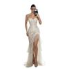 European and American New Tube Top White Pearl Pleated Sleeveless Sexy Spice Girl Slim-fit Hip-wrapped Dress Evening Dress