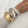 Exaggerated Metal Glossy Wide Bracelet Bracelet Fashion Knock Pattern Faceted Spring Buckle Bracelet