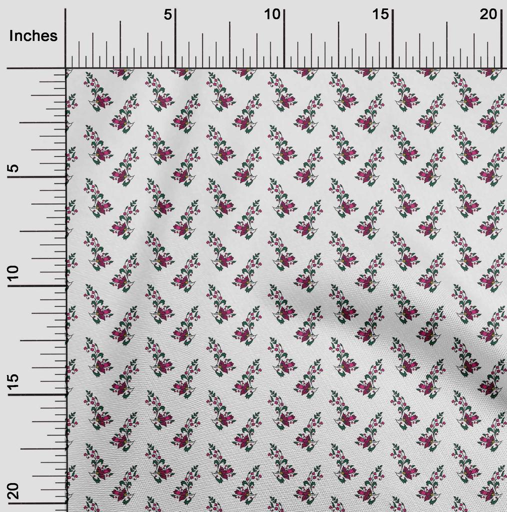 oneOone Cotton Flex Blush Pink Fabric Leaves & Floral Block Sewing Fabric By The Yard Printed Diy Cloth Sewing Supplies 40 Inches