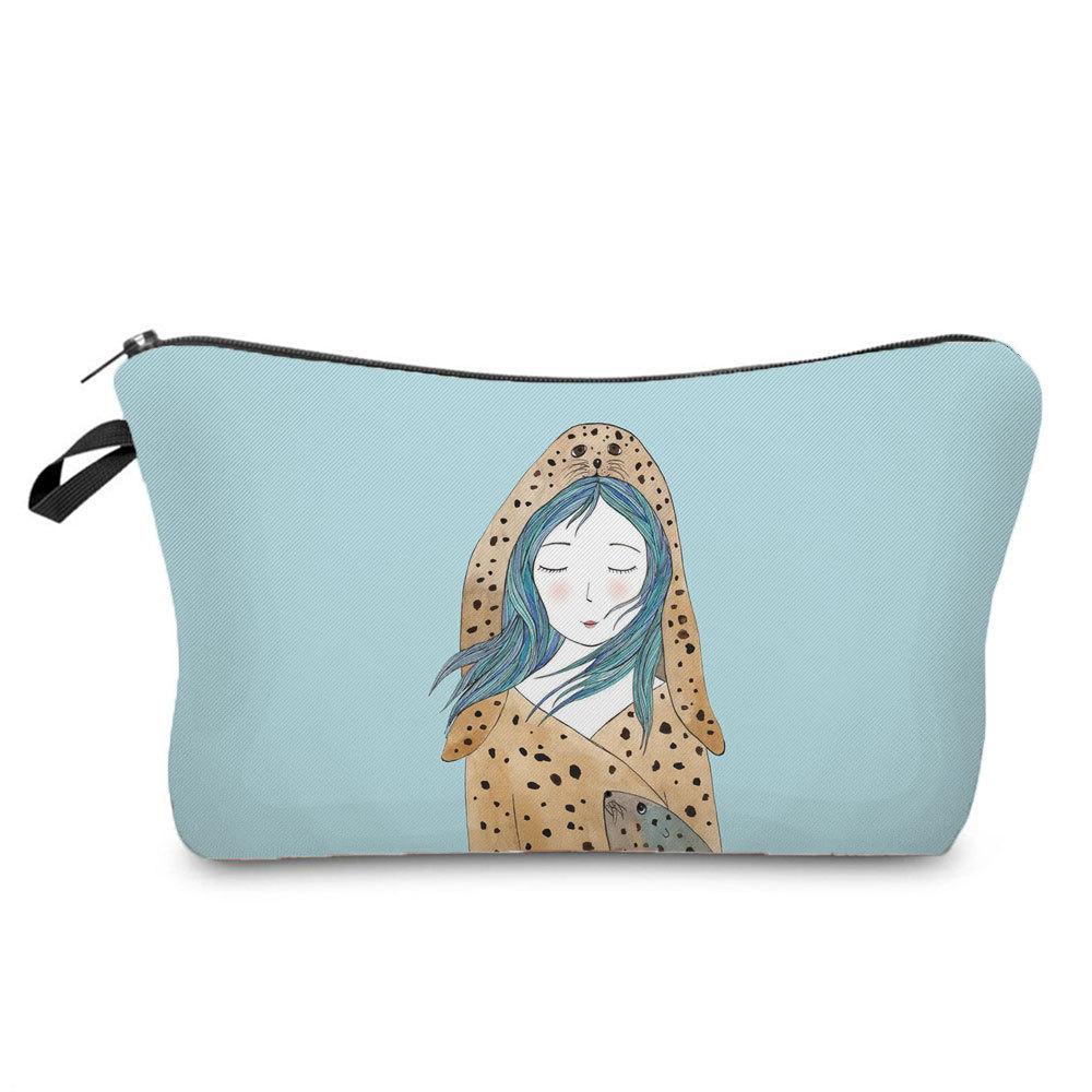 Women Whale Print Cosmetic Bag Toiletries Organize Travel Storage Case 6688