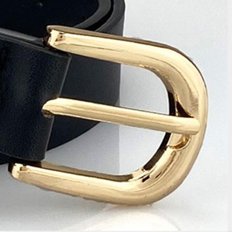 Simple Deisgn Women Thin PU Leather Belt Fashionable Skinny Waist Accessory for Jeans and Dresses with Gold Pin Buckle