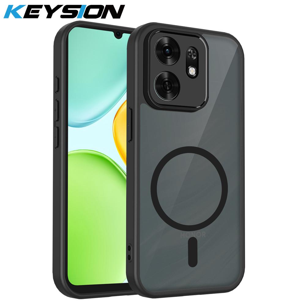

KEYSION Magnetic Phone Case for HONOR X6d 5G Soft Silicone+PC Matte Translucent Black Shockproof Cover for Huawei Honor X6d for Honor X6d чорний