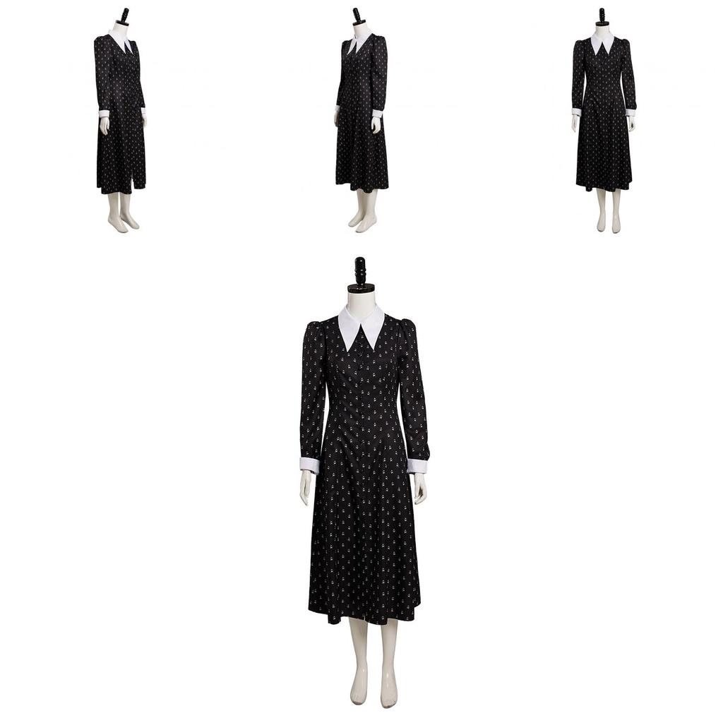 Family Addams The Wednesday Cosplay Costume Black Dress Halloween Party Xmas
