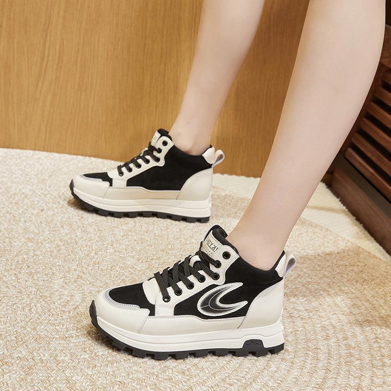 Leather dad shoes women's 2025 autumn new Forrest Gump casual sports shoes women's fashion versatile high-top shoes children
