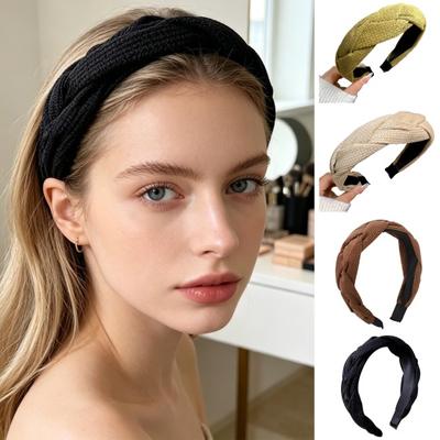 Hair Hoop Thickened Sponge Filling Twist Braided Headband Soft Corduroy Knitted Fabric Washing Face