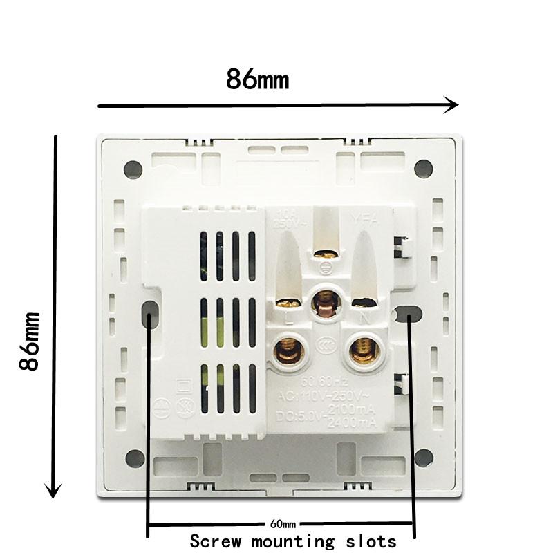 DepoGuye AC 110-250V UK Standard Socket Panel, 5V 2.1A Dual USB Mobile Phone Charger International Universal Power Outlet 86mm
