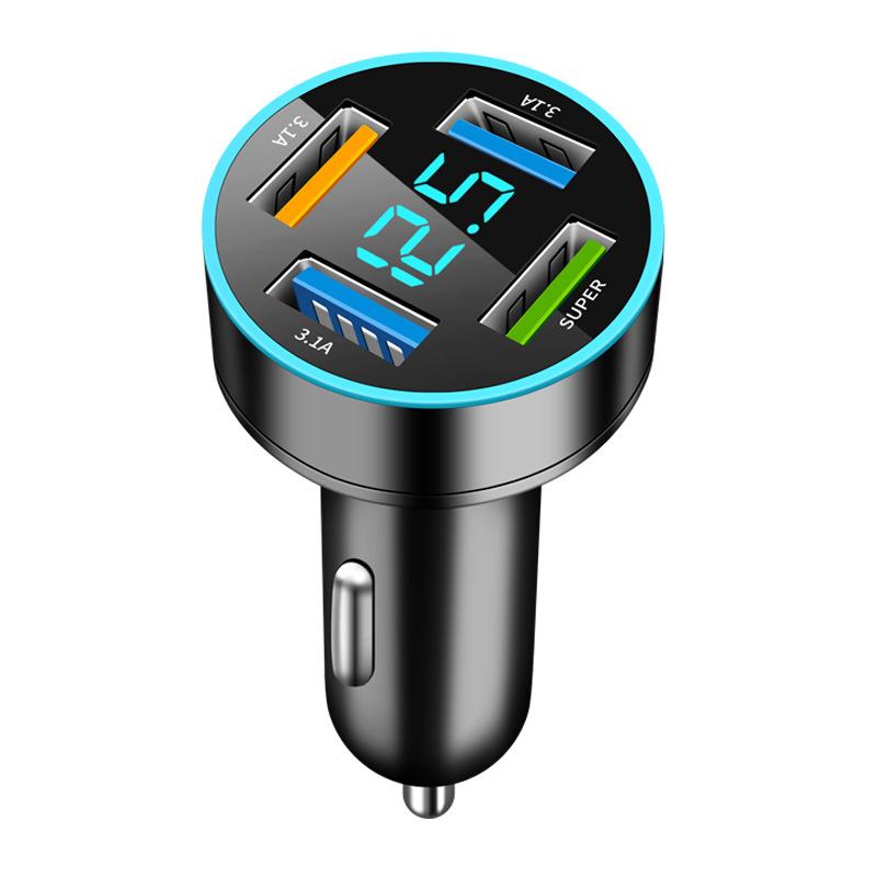 6 Ports USB Car Charger 4 USB+2 PD Fast Charging PD QC3.0 USB C Car Phone Charger Type C Adapter For iPhone Samsung Huawei With Voltage Display