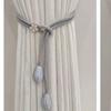 2Pcs Floral Elastic Curtain Tiebacks, No Drill Universal Size Woven Band for Drapes, Window Holdbacks
