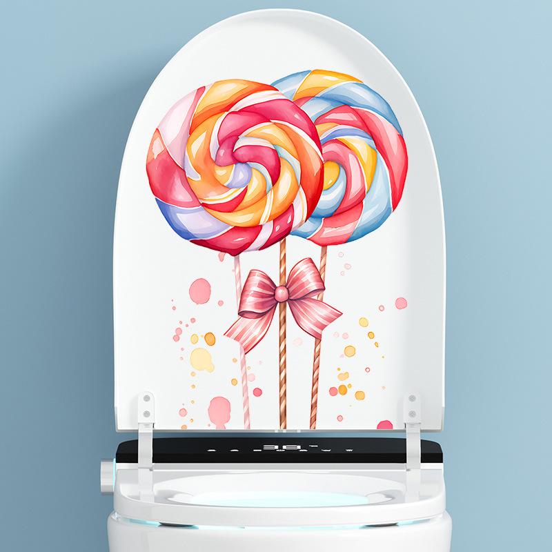 Adesivi Murali Colorati a Forma di Lecca-Lecca per Cameretta dei Bambini Decorazione Coperchio WC Decalcomanie Autoadesive per Bagno