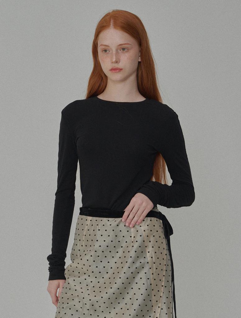 OPENING SUNSHINE See-Through Wool Jersey T-Shirt Black