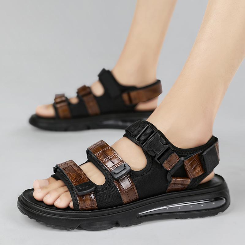 Mode 2025 Neue Sommer Herren Atmungsaktive Sandalen Lässig Leder Flach Designer Schuhe Outdoor Plateau Strandsandalen Römische Mode Sneaker