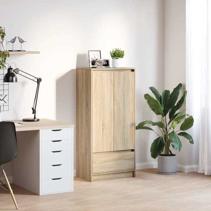 VidaXL Armoire tiroir chêne sonoma 55,5x34x119,5 cm bois d'ingénierie, armoire de rangement, buffet haut, armoire de 861645